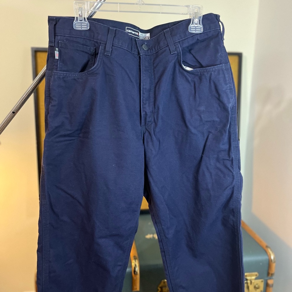 Carhartt Dark Blue Loose Fit Pants FR Style Work Pants, 36”X 30” - Picture 5 of 7